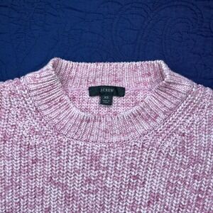 J.Crew Pink Marled Fishermans Knit Crewneck Sweater XS Drop Shoulder Ribbed Trim